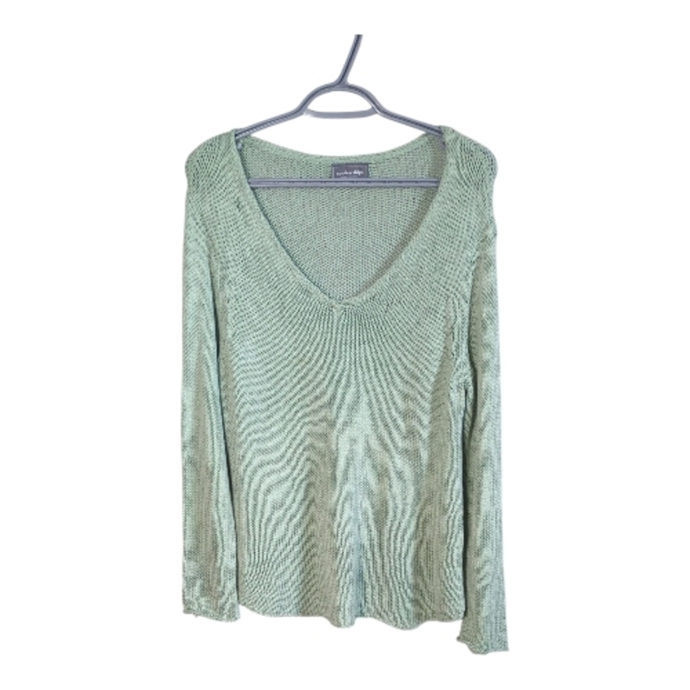 Wooden Ships Shirt Tail V Cotton Knit Sweater Moss Olive Size Small/Medium (6/8)
